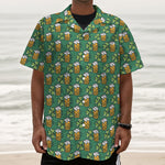 Cute Saint Patrick's Day Pattern Print Textured Short Sleeve Shirt