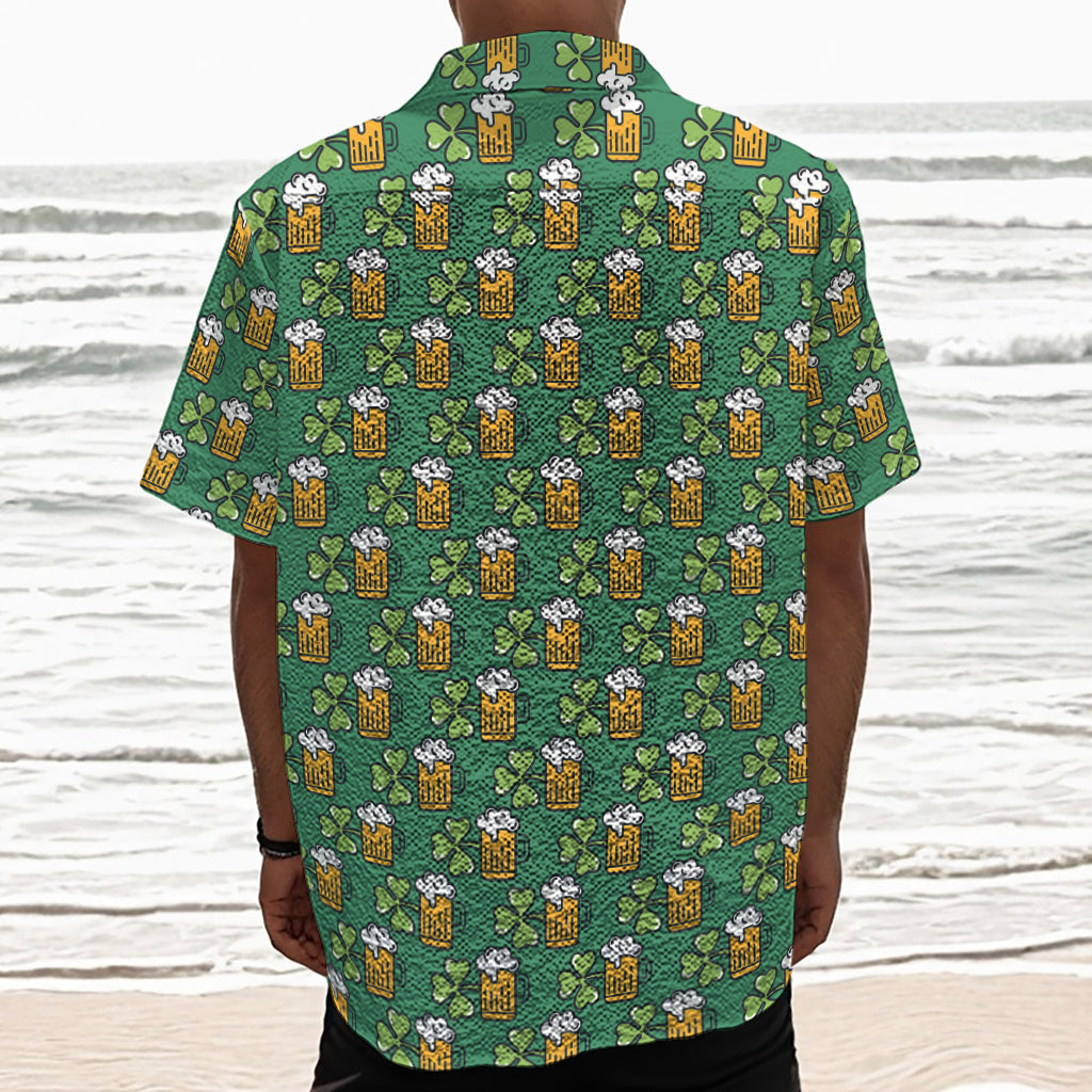 Cute Saint Patrick's Day Pattern Print Textured Short Sleeve Shirt