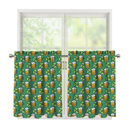 Cute Saint Patrick's Day Pattern Print Tier Curtains