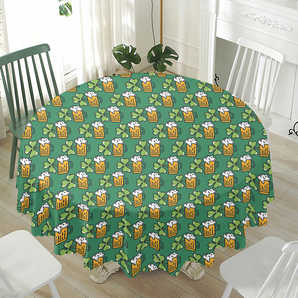 Cute Saint Patrick's Day Pattern Print Waterproof Round Tablecloth