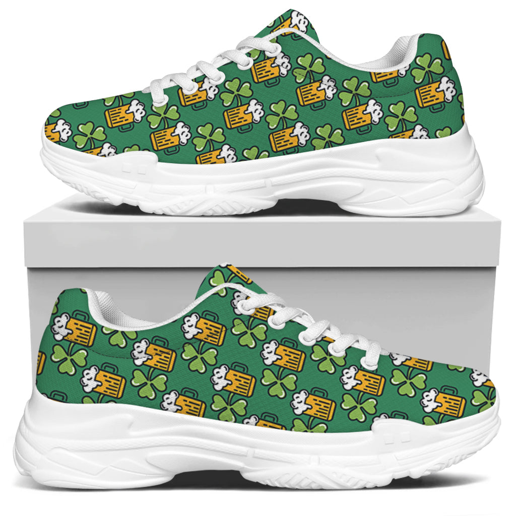 Cute Saint Patrick's Day Pattern Print White Chunky Shoes