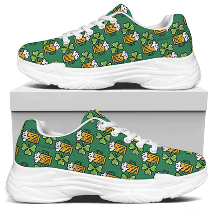 Cute Saint Patrick's Day Pattern Print White Chunky Shoes