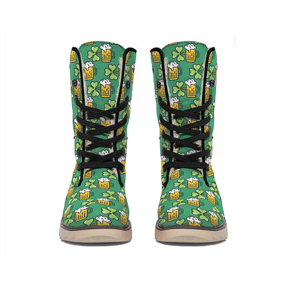 Cute Saint Patrick's Day Pattern Print Winter Boots