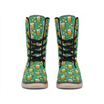 Cute Saint Patrick's Day Pattern Print Winter Boots