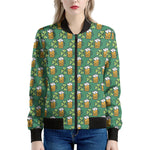 Cute Saint Patrick's Day Pattern Print Women's Bomber Jacket