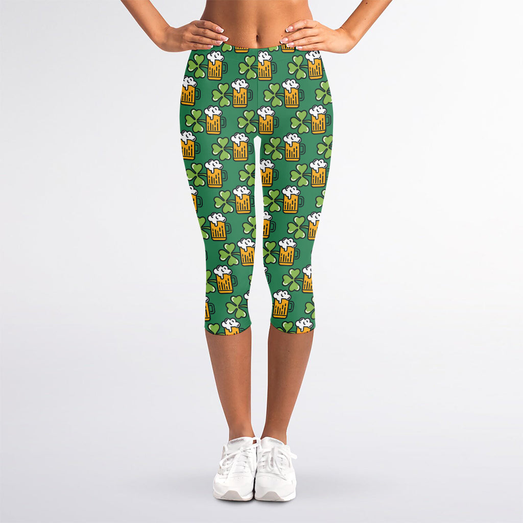 Cute Saint Patrick's Day Pattern Print Women's Capri Leggings