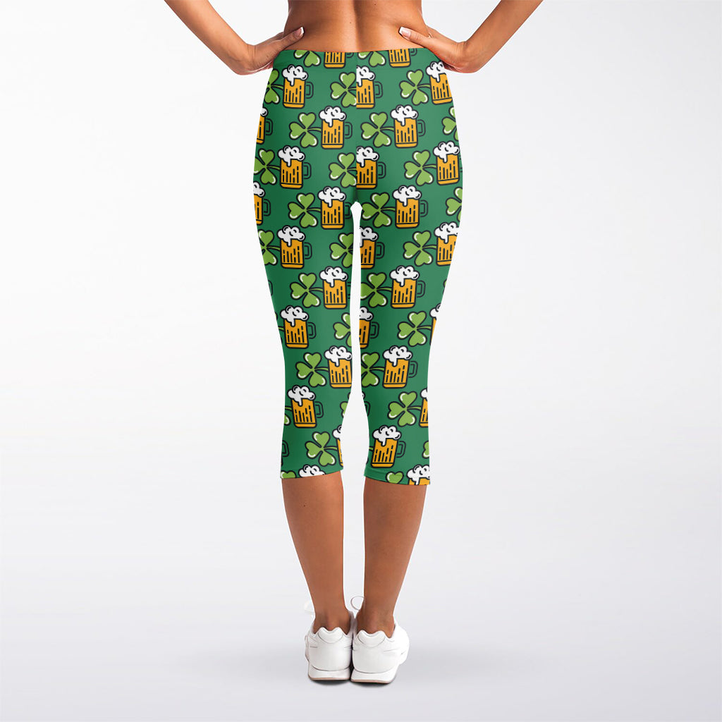 Cute Saint Patrick's Day Pattern Print Women's Capri Leggings