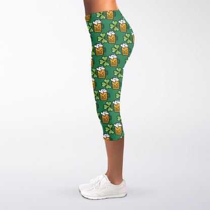 Cute Saint Patrick's Day Pattern Print Women's Capri Leggings