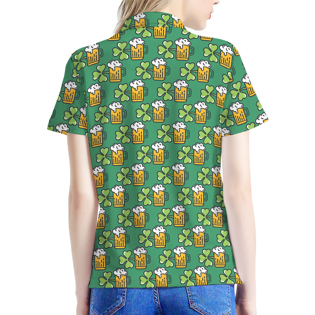 Cute Saint Patrick's Day Pattern Print Women's Polo Shirt