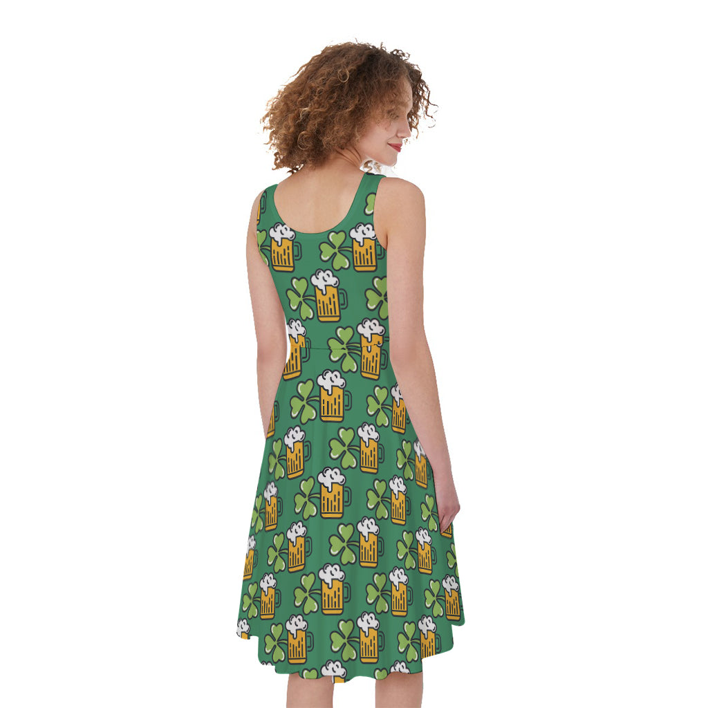 Cute Saint Patrick's Day Pattern Print Women's Sleeveless Dress