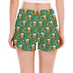 Cute Saint Patrick's Day Pattern Print Women's Split Running Shorts