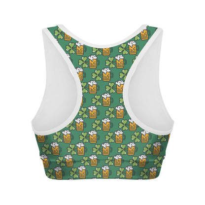 Cute Saint Patrick's Day Pattern Print Women's Sports Bra