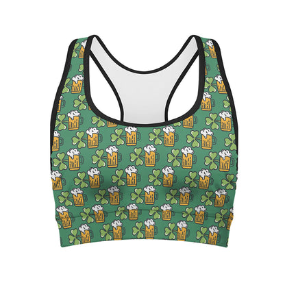 Cute Saint Patrick's Day Pattern Print Women's Sports Bra