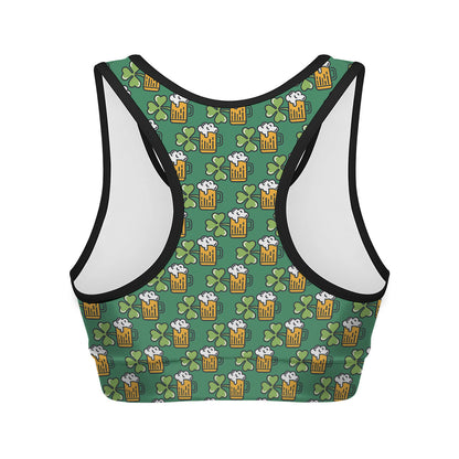 Cute Saint Patrick's Day Pattern Print Women's Sports Bra