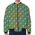 Cute Saint Patrick's Day Pattern Print Zip Sleeve Bomber Jacket
