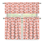 Cute Santa Claus Pattern Print 3 Piece Kitchen Curtains