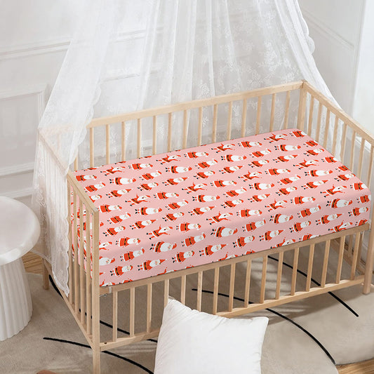 Cute Santa Claus Pattern Print Baby Crib Sheet