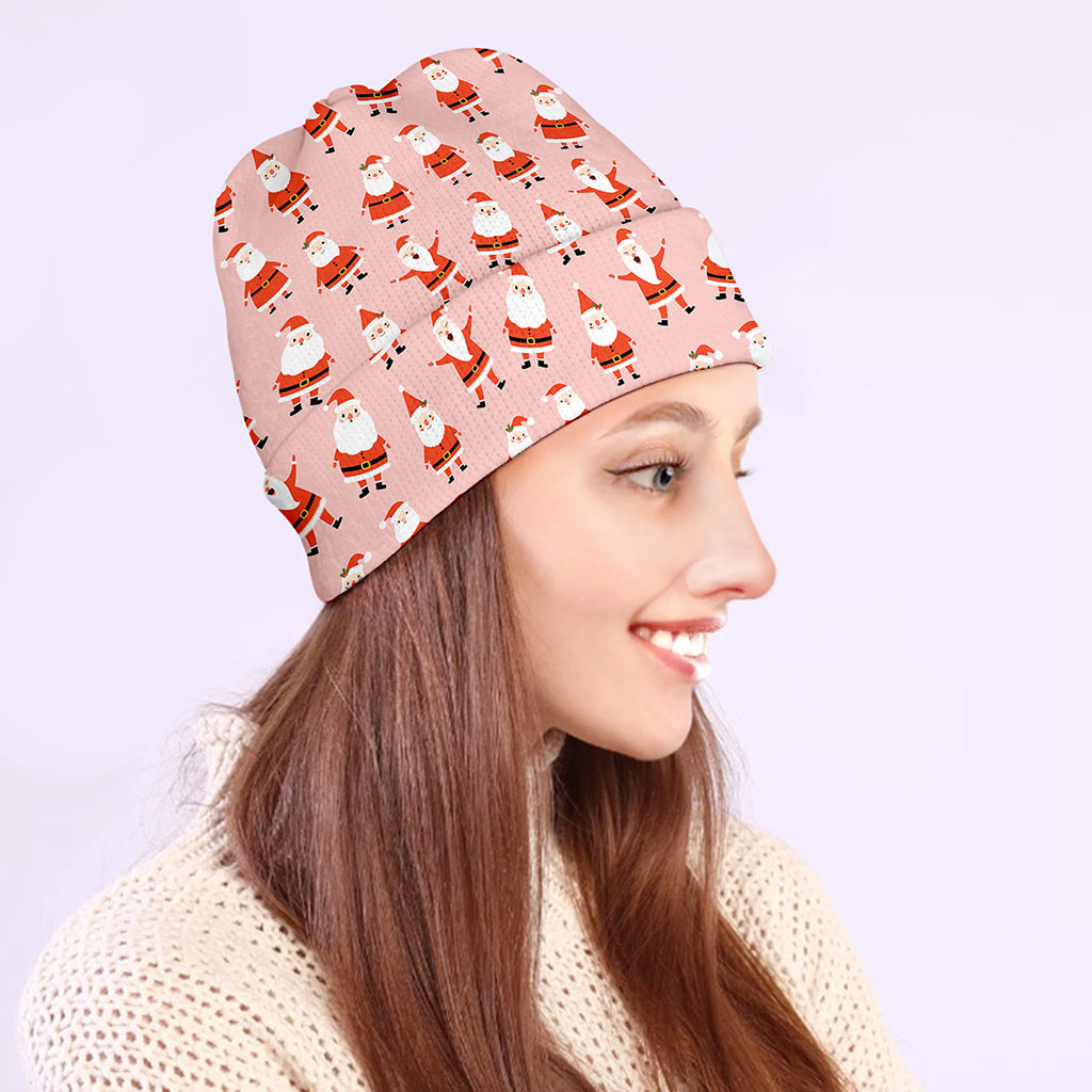 Cute Santa Claus Pattern Print Beanie