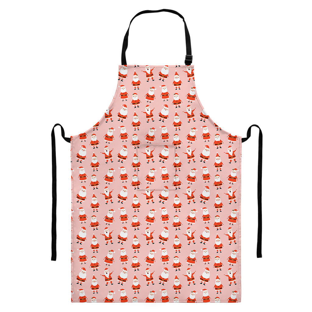 Cute Santa Claus Pattern Print Bib Apron With Pocket