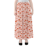 Cute Santa Claus Pattern Print Chiffon Maxi Skirt