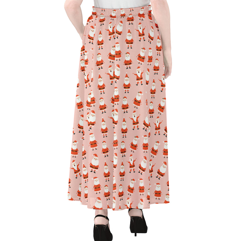Cute Santa Claus Pattern Print Chiffon Maxi Skirt