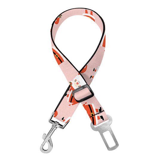 Cute Santa Claus Pattern Print Dog Seat Belt
