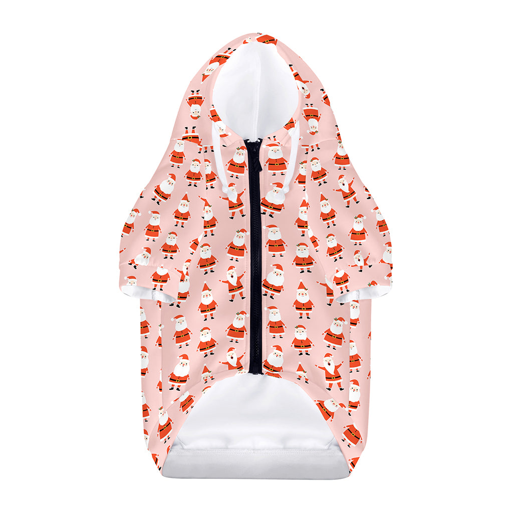 Cute Santa Claus Pattern Print Dog Zip Up Hoodie