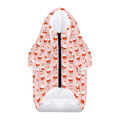 Cute Santa Claus Pattern Print Dog Zip Up Hoodie