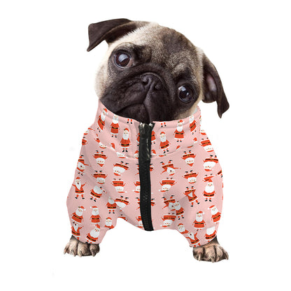 Cute Santa Claus Pattern Print Dog Zip Up Jacket
