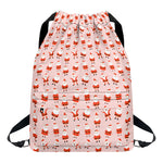 Cute Santa Claus Pattern Print Drawstring Backpack