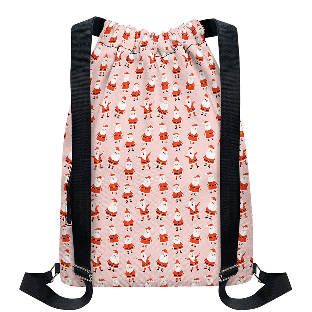 Cute Santa Claus Pattern Print Drawstring Backpack