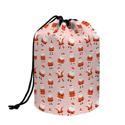 Cute Santa Claus Pattern Print Drawstring Makeup Bag