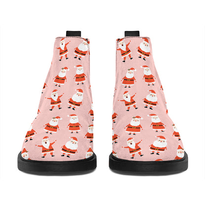 Cute Santa Claus Pattern Print Flat Ankle Boots