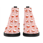Cute Santa Claus Pattern Print Flat Ankle Boots