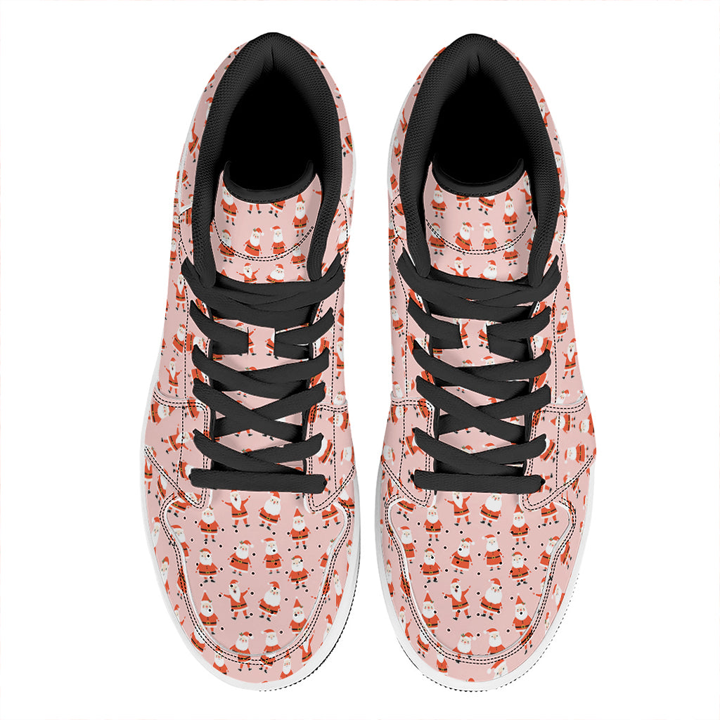 Cute Santa Claus Pattern Print High Top Leather Sneakers