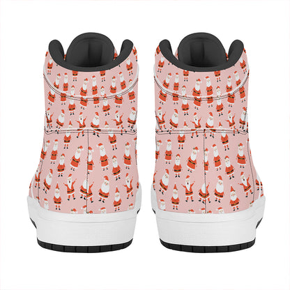Cute Santa Claus Pattern Print High Top Leather Sneakers
