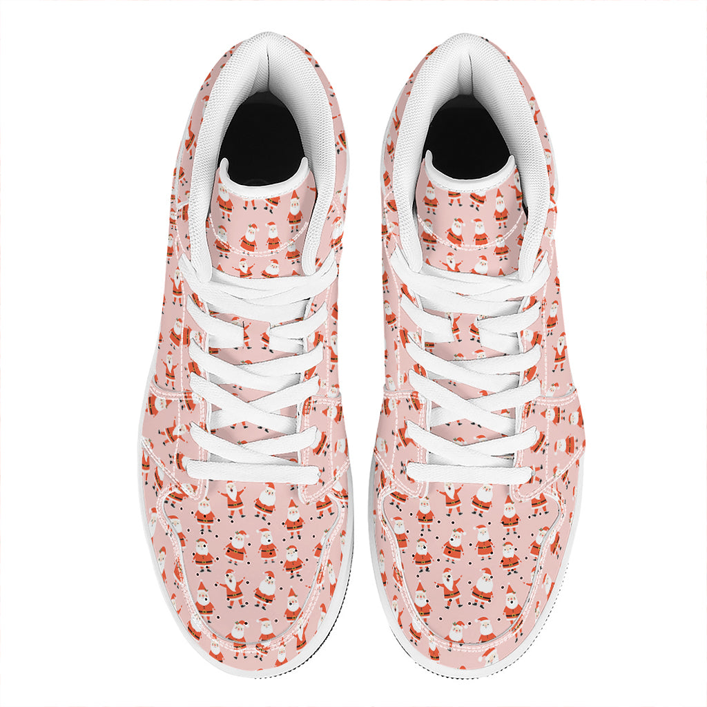 Cute Santa Claus Pattern Print High Top Leather Sneakers