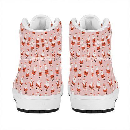Cute Santa Claus Pattern Print High Top Leather Sneakers
