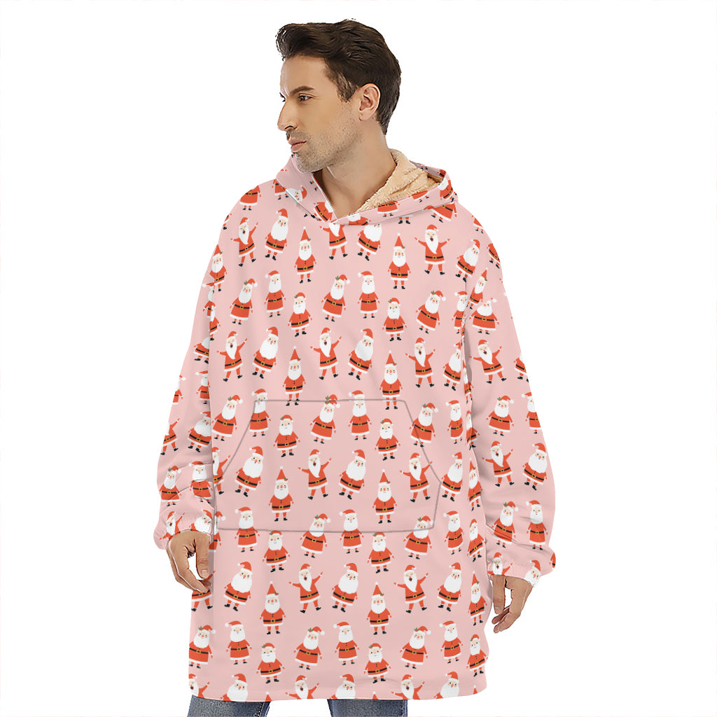 Cute Santa Claus Pattern Print Hoodie Blanket