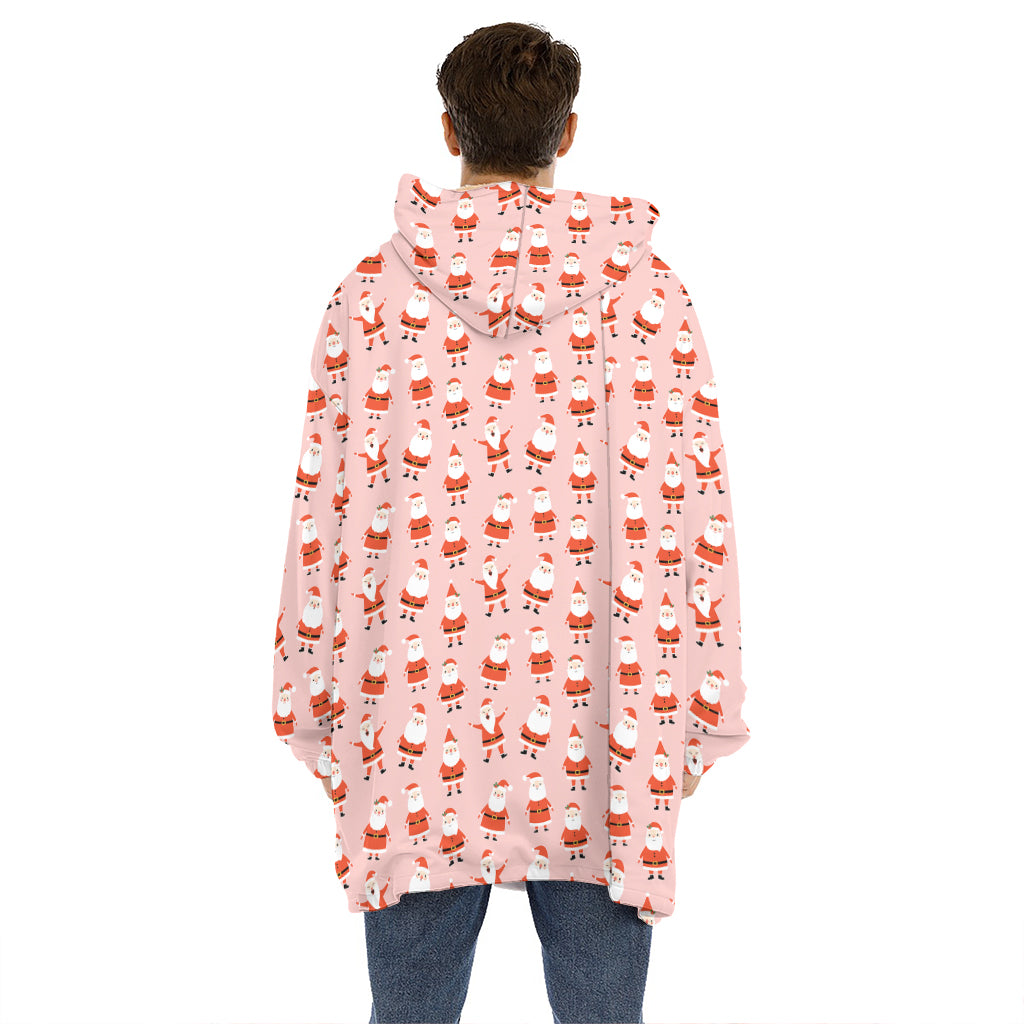Cute Santa Claus Pattern Print Hoodie Blanket