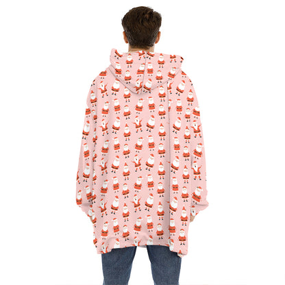 Cute Santa Claus Pattern Print Hoodie Blanket