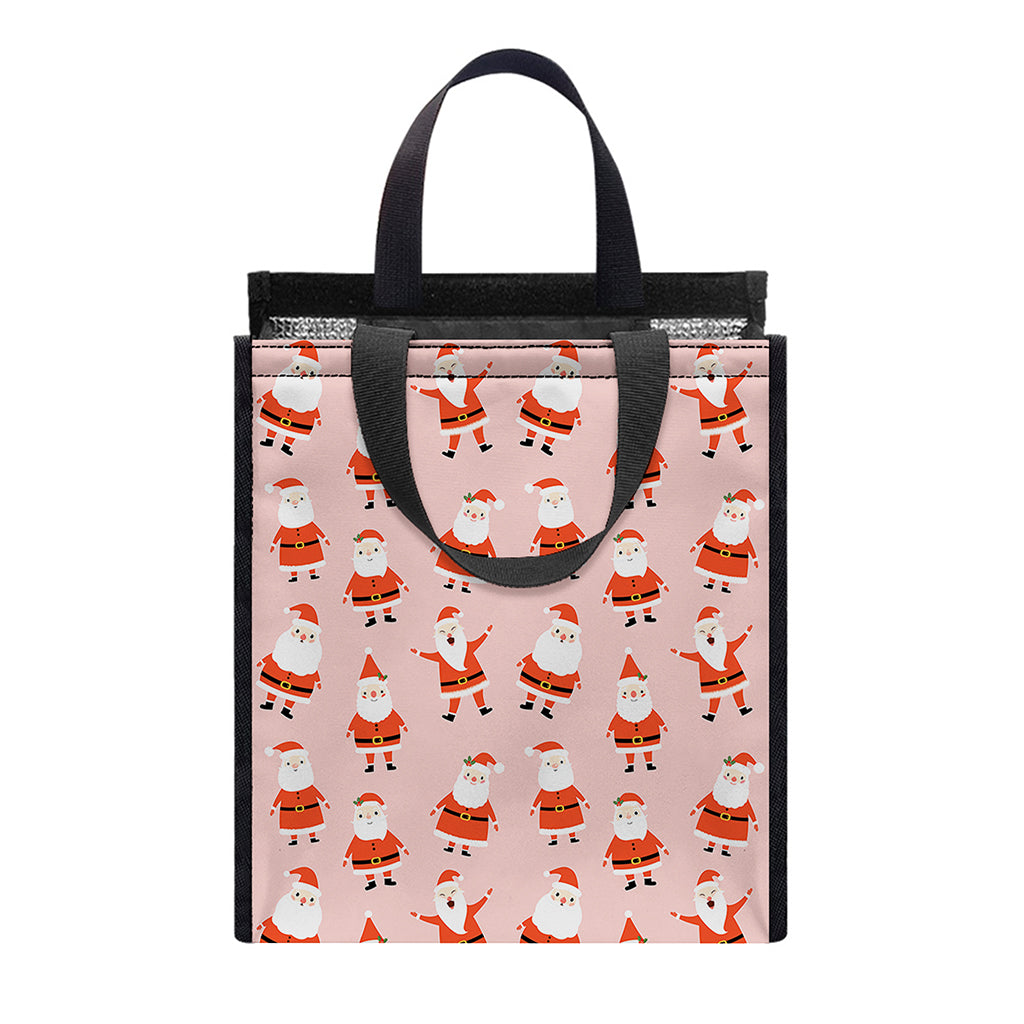 Cute Santa Claus Pattern Print Insulated Lunch Tote