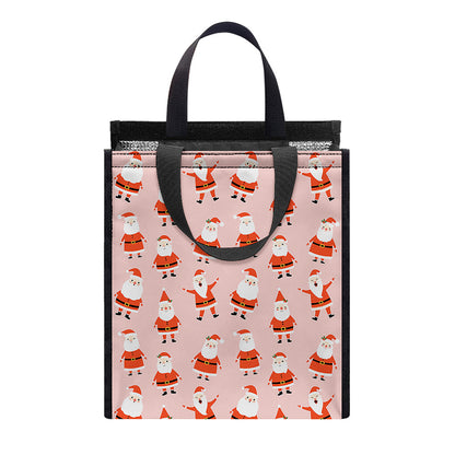 Cute Santa Claus Pattern Print Insulated Lunch Tote
