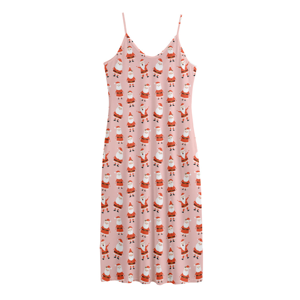 Cute Santa Claus Pattern Print Jersey Midi Cami Dress