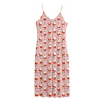 Cute Santa Claus Pattern Print Jersey Midi Cami Dress