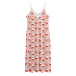 Cute Santa Claus Pattern Print Jersey Midi Cami Dress