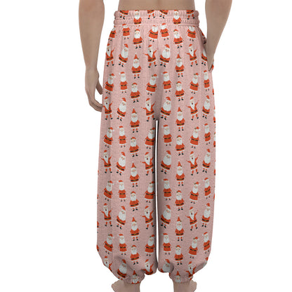 Cute Santa Claus Pattern Print Lantern Pants