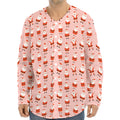 Cute Santa Claus Pattern Print Long Sleeve Baseball Jersey