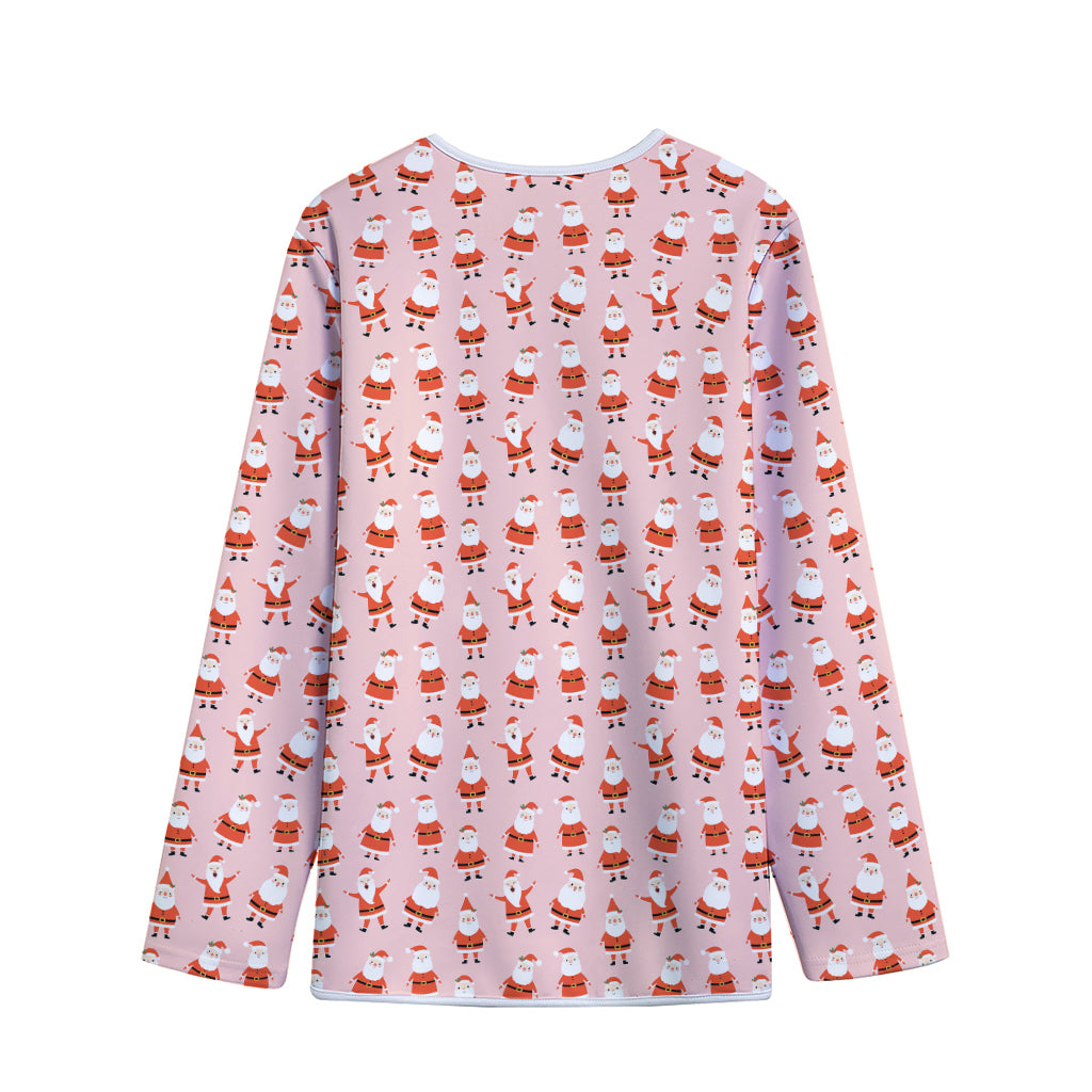 Cute Santa Claus Pattern Print Long Sleeve Short Coat