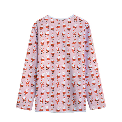 Cute Santa Claus Pattern Print Long Sleeve Short Coat